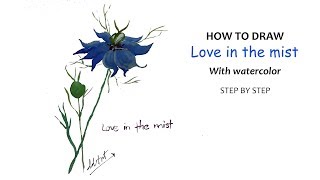 DD Art | How to draw love in the mist flower with watercolor easily | Step by step