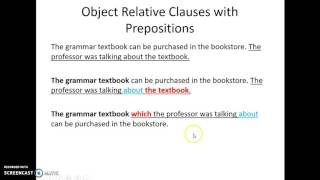 Object Relative Clauses with Prepositions