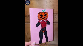 Devil Pumpkin Girl Painting | Art And Craft | DIY | Lifehacks #one4allcreation #Shorts