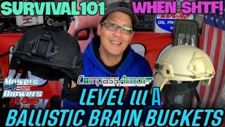 COMPASS ARMOR NIJ LEVEL lllA MICH2000 KEVLAR FAST RAILED BALLISTIC HELMET SHTF SURVIVAL PROTECTION