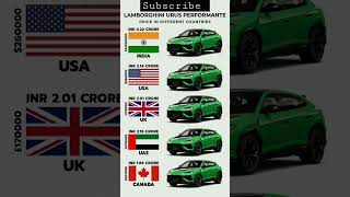 Lamborghini urus performance price in different countries #shortvideo #shorts #youtubeshorts#ytshort