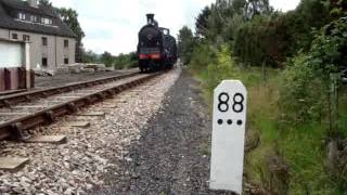 On the Strathspey Railway Caley No 828 exits Boat of Garten for Broomhill.