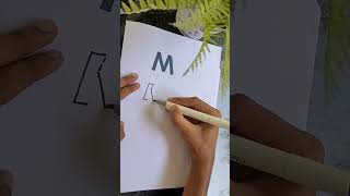 How to write ' M ' in 3d simply ✍️👍..#shorts #youtubeshorts #whiteboxmalayalam