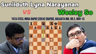 Thrilling Chess Game: Sunilduth Lyna Narayanan vs. Wesley So - Tata Steel India Rapid 2024 🌟