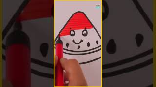 Watermelon Drawing & Coloring for Kids #diy #learning #education #ytshorts