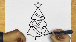 HOW TO DRAW CHRISTMAS TREE | EASY STEP BY STEP | DRAWING CHRISTMAS TREE