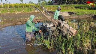 Roda Traktor Sawah Dipasang Pelampung Biar Tidak Masuk Lumpur Dalam