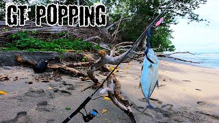 Strike GT (bobara) dengan popper handmade || surf fishing