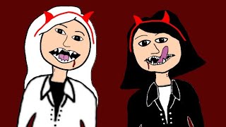 Devil vampire twins (this took off & on 7 hours to complete)