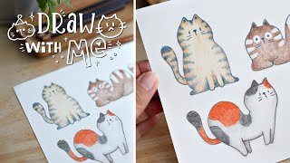 ₊˚✧ draw with me⎪how i draw cute cats 🐱 using colored pencils ₊˚✧