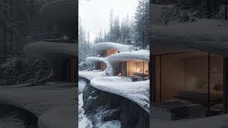 Incredible Ski Lodge Built Into a Cliff | Snowy Wonderland Retreat! #architecture #moderndesign