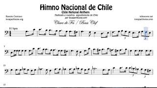 Himno Nacional de Chile Partitura Melodía de Trombón Chelo Fagot... en Clave de FA Bass Clef en DO