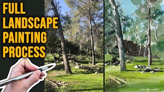 Easy Watercolor Landscape Painting for Beginners - Full Process Narrated