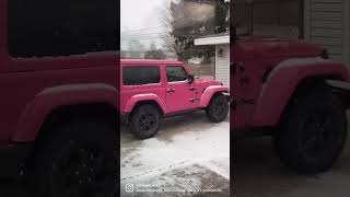 Sometimes I like the snow and other times I don’t 🥶 #pinkjeepwrangler #Pinkjeepgirl