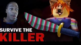 Chucky is trying to murder all of us|survive the killer Roblox| w/ brother and mightyMan