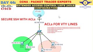 CCNA DAY 44: Configuring the VTY Lines with Access Control List | How to Secure VTY Lines with ACLs