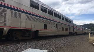 Late amtrak #5 passes BNSF manifest, Pinecliffe, Colorado ( Union Pacific Moffat Sub.)