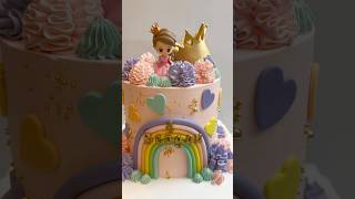 Princess rainbow birthday cake #shorts #rainbow #princess #cake #girlcake