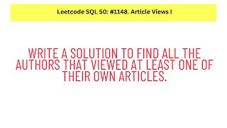 #SQL Leetcode SQL 50 #4: Article Views I