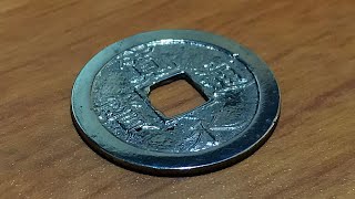 【コイン磨き】寛永通宝の表面から汚れを除去して見た/Satisfying video -How to polish rusty Japanese old coin