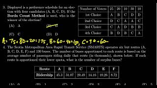 Math 1030, Exam 3 - Question 3 (Borda Count)