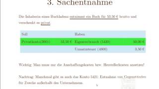 3.  Buchhaltung leicht lernen: Buchhaltung Sachentnahmen