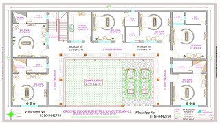 87X43 House Plan | 87 by 43 Ghar ka naksha | Single story House Design | map with 6bhk | Kashmir