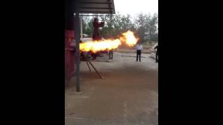 Flame testing of Sawdust burner, rice husk burner, queimador de serragem, quemador de aserrín