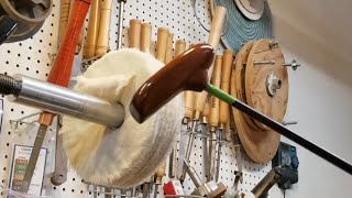 How to apply Danish oil, Triopli buff to a wooden putter! most beautiful easy wood finish ever!