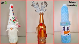 3 Christmas Craft Ideas 🎄Low budget glass bottle decoration Ideas  Step by Step ♻️DIY