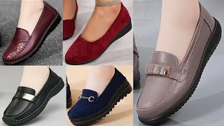 2024 COMFORTABLE SOFT EVERYDAY LEATHER SHOES DESIGNS FOR WOMEN LATEST SLIP ON APPEALING FOOTWEAR