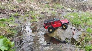 Traxxas Trx4-M Riding in Forest and River - Injora Tires #traxxas #trx4m #injora #crawler