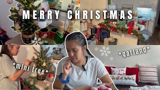 DECORATE WITH ME FOR CHRISTMAS🎄garland, mini Christmas tree, LED lights