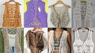 Top trendy crochet vest / vest coat / jackets / cardigan latest pattern designs granny square