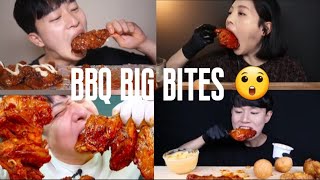 famous mukbangers eating BBQ chicken compilation #eatingshow #famous #big bites