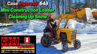 Case Ingersoll 648 Mini Commercial Loader Cleaning Up Snow After The Plow & Blower Tractors Cleaned