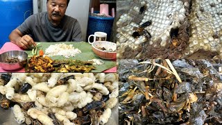 Real MUKBANG/Spicy wild bee(King)/Chakpi river fish and frog(Usii)/Village style.