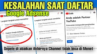 Kesalahan saat Daftar Adsense Youtube akibatnya Error