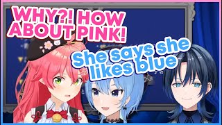 Ao mentions about liking blue and sparks a fight within miComet【Hololive | Eng Sub】