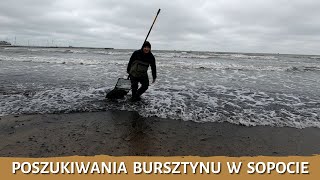 Poszukiwania bursztynu w Sopocie - poławiacze bursztynu - bursztyn na plaży po sztormie