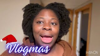 How I braid my natural hair by myself. Come grocery shopping with me. Vlogmas day 6