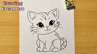 How To Draw A Cat Step By Step 🐈||  Cat Drawing Easy