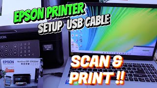 How To Setup EPSON WF2910DWF Printer To Computer With a USB CABLE, SCAN and PRINT