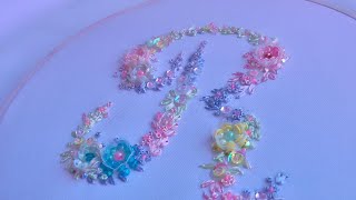 Sequin Embroidery - Beads & Silk  Embroidery Very simple stitches Letter R