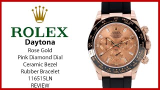 ▶ Rolex Daytona Rose Gold Pink Diamond Dial Oysterflex Rubber Bracelet 116515LN - REVIEW