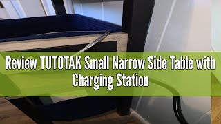 Review TUTOTAK Small Narrow Side Table with Charging Station, Skinny End Table for Small Spaces, Sli