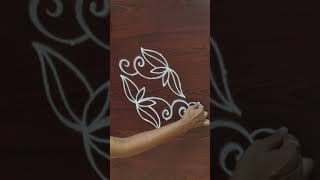 Easy Rangoli design with 4x2 dots | small | muggu | kolam #shorts