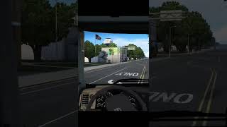 driving truck around in video game of America truck simulator