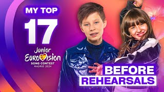 Junior Eurovision 2024: MY TOP 17 (Before the Rehearsals)