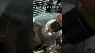 Cleaning up a motorcycle engine with a wire wheel. #motorcycle #restoration